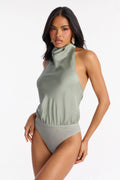 Women’s Sage Green Halter Neck Bodysuit