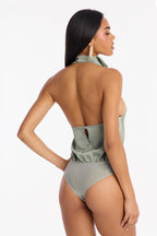 Women’s Sage Green Halter Neck Bodysuit