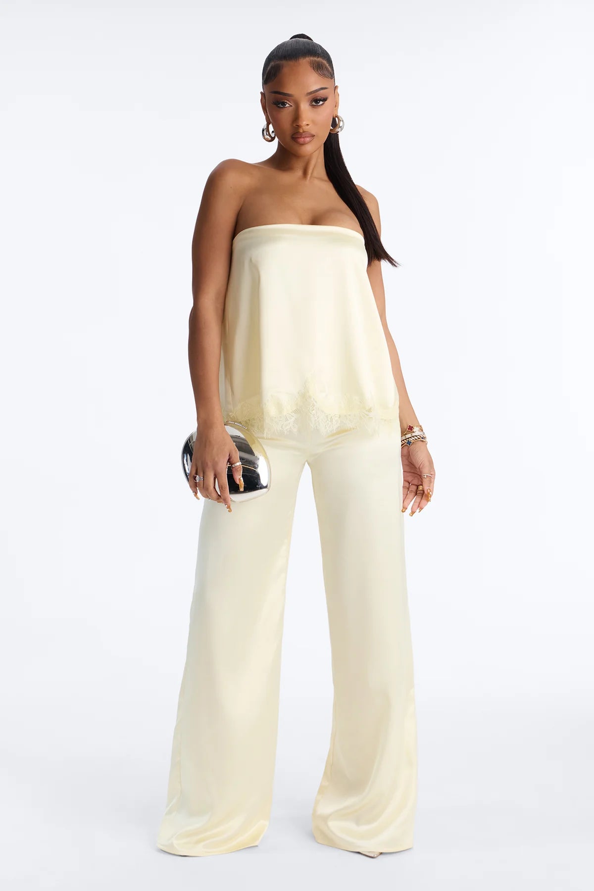 Women’s Elegant Yellow Strapless Bow Midi Dress