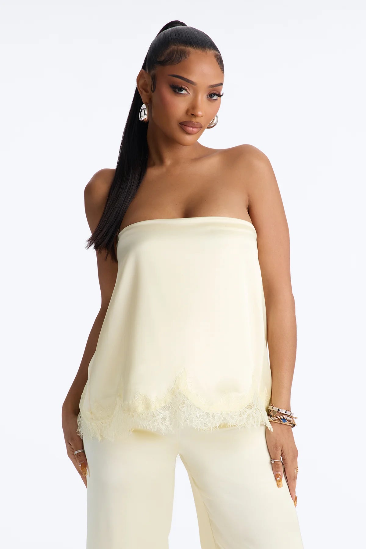 Women’s Elegant Yellow Strapless Bow Midi Dress