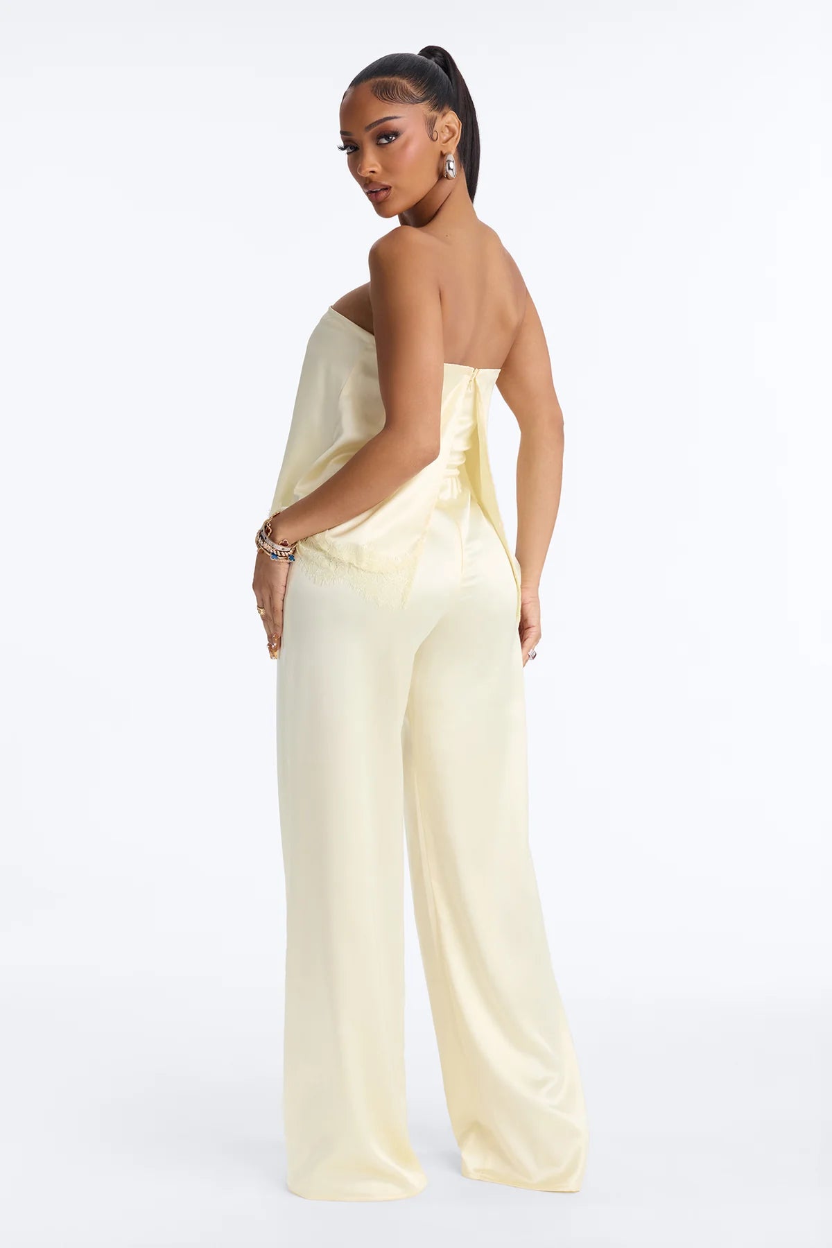 Women’s Elegant Yellow Strapless Bow Midi Dress