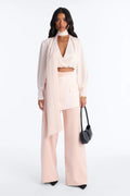 Women’s Blush Pink Elegant 3-Piece Wide-Leg Pants Set
