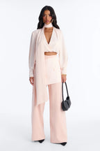 Women’s Blush Pink Elegant 3-Piece Wide-Leg Pants Set