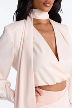 Women’s Blush Pink Elegant 3-Piece Wide-Leg Pants Set