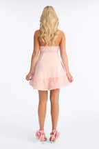 Women’s Light Pink Strapless Floral Mini Dress