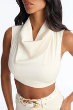 Women’s Cream Crop Top & Capri Pants Co-Ord Set