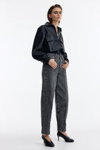 Women’s Classic Dark High-Waist Wide Leg Denim Jeans