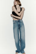 Blue Wide Leg Denim Jeans