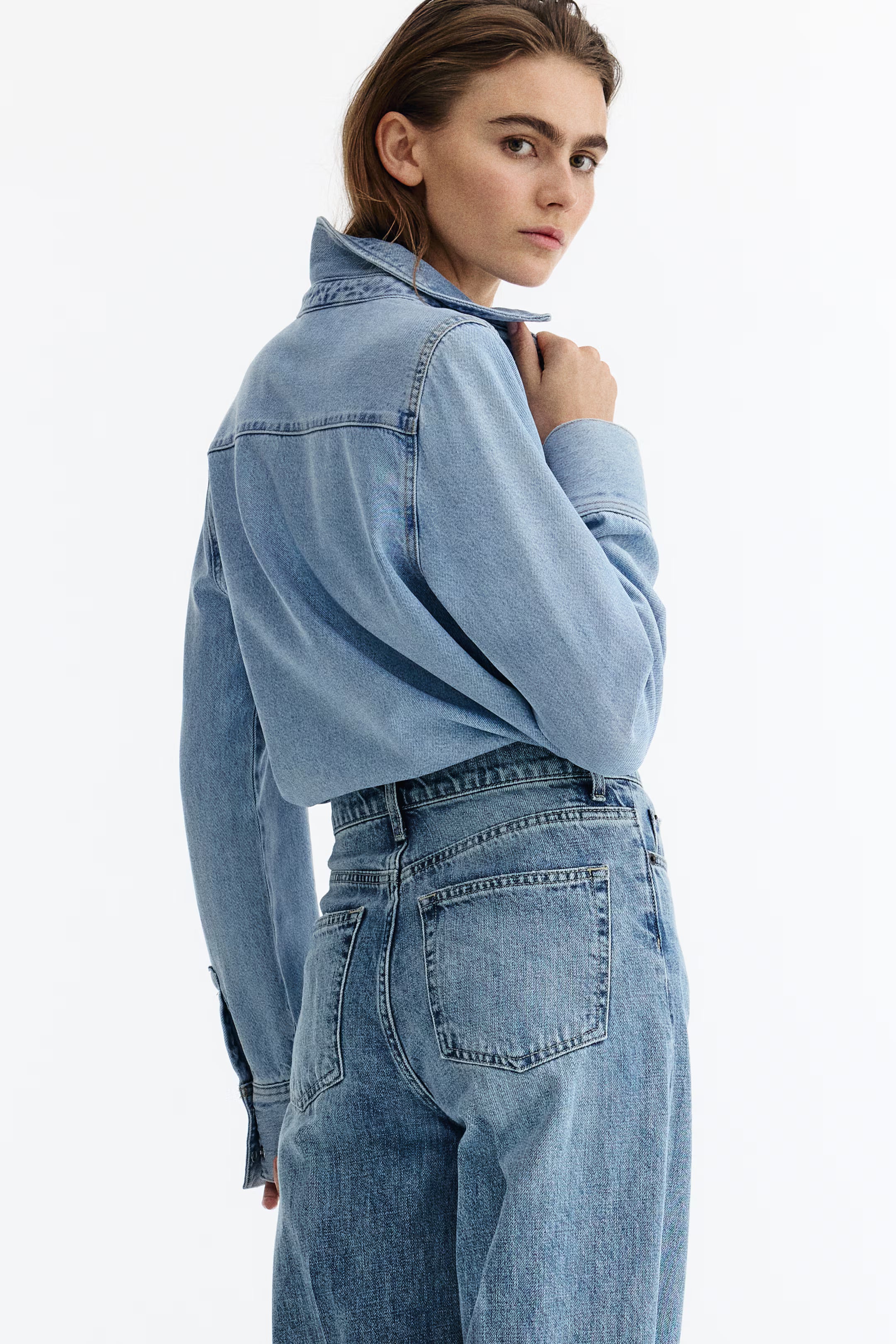 Women’s Light Blue High-Waist Straight Leg Denim Jeans