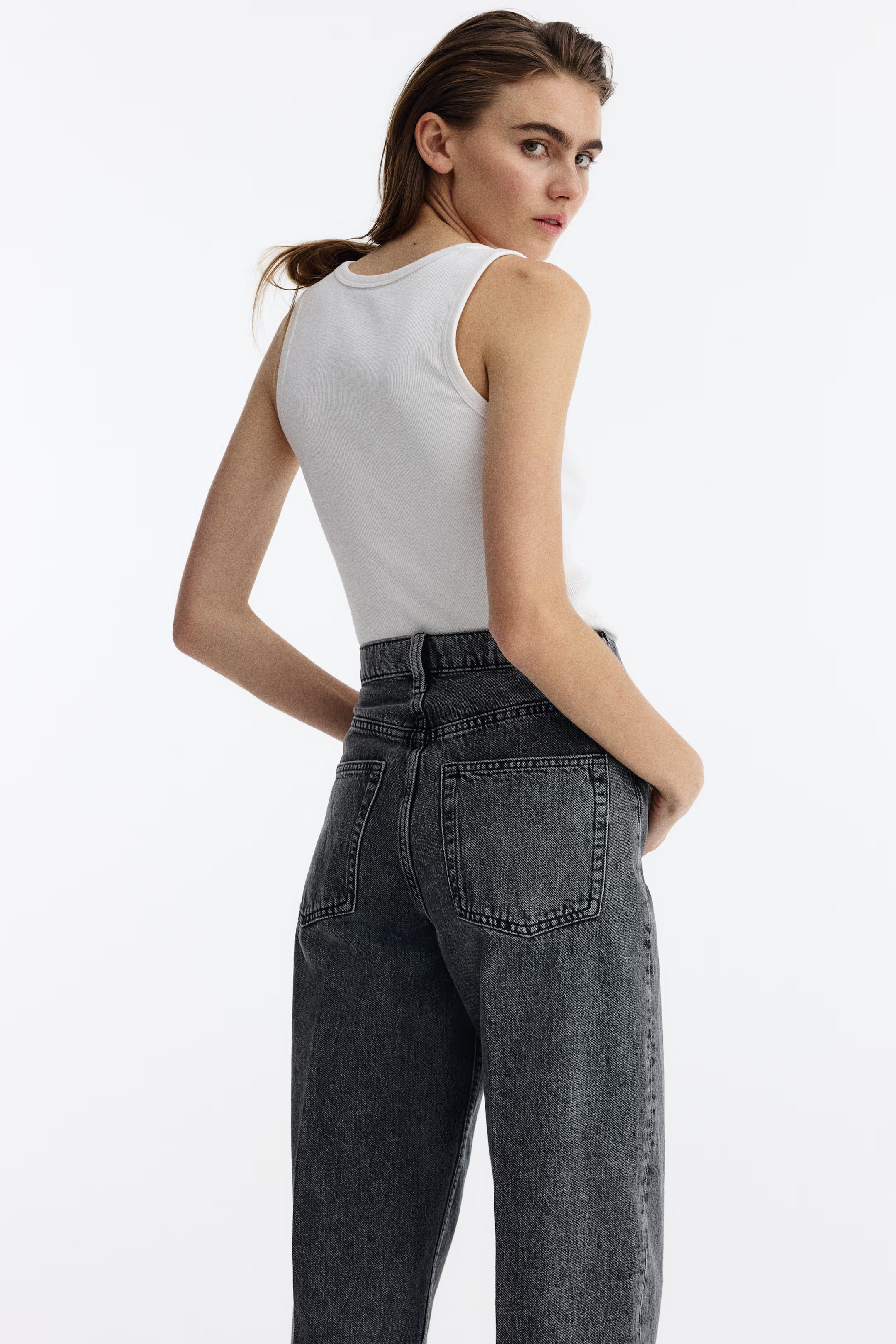 Women’s Classic Dark High-Waist Wide Leg Denim Jeans