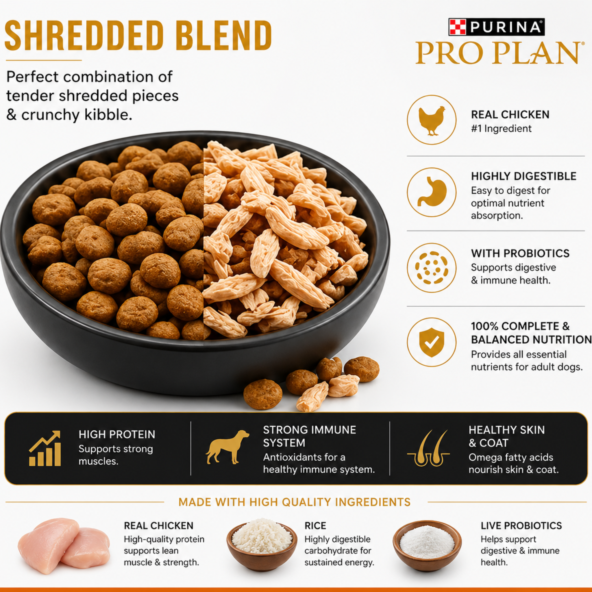 Premium Adult Dog Food – Chicken & Rice Complete Nutrition (Probiotic Blend)
