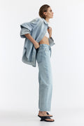 Women’s Light Blue High-Waist Straight Leg Denim Jeans