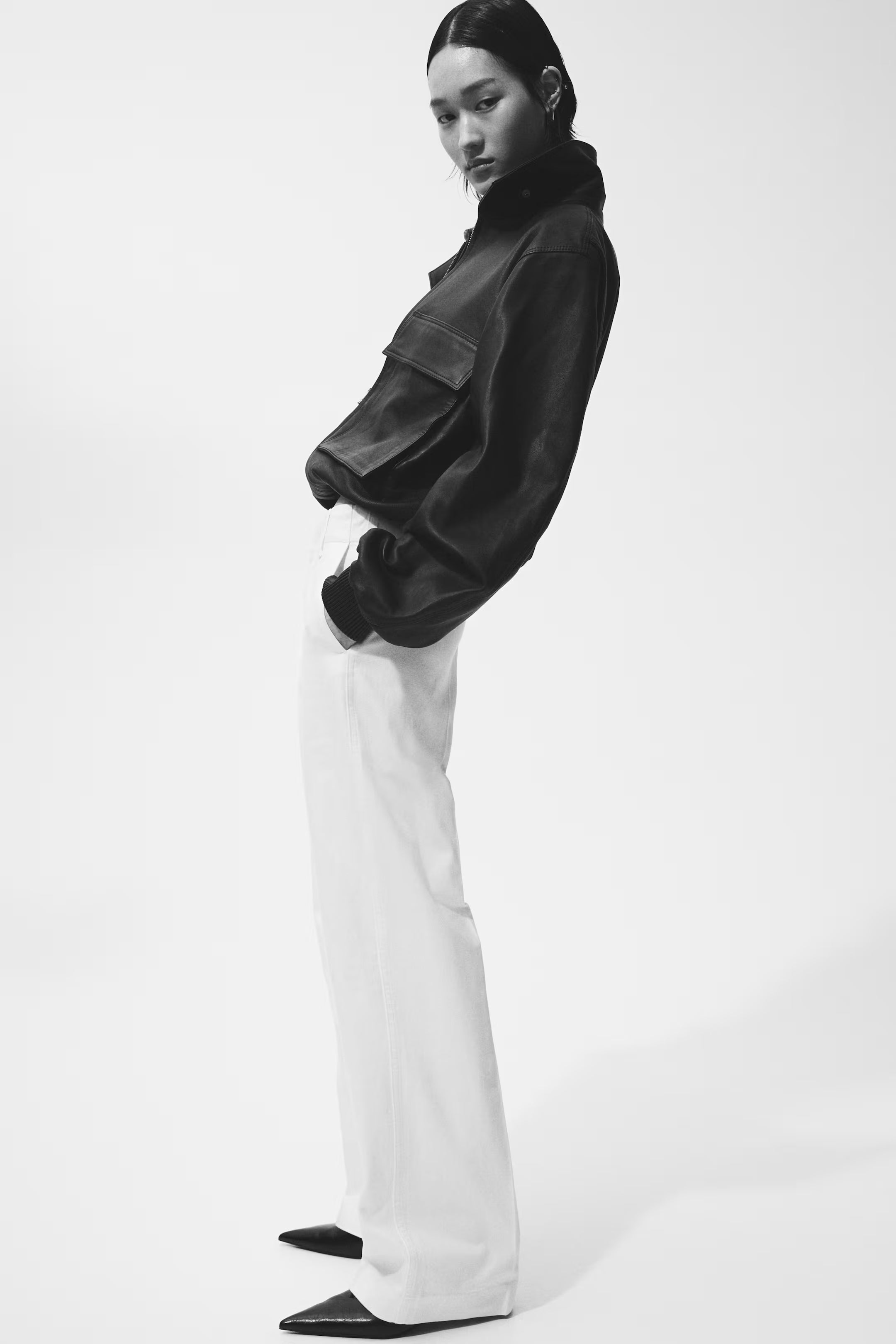 Women’s Elegant White High-Waist Wide Leg Pant