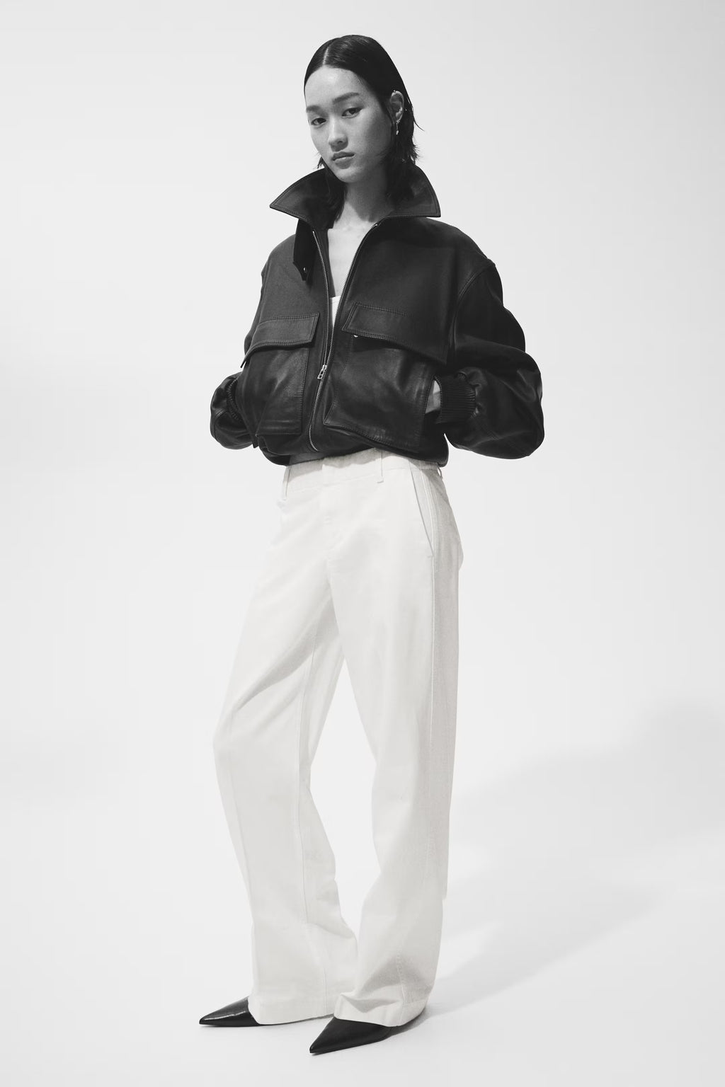 Women’s Elegant White High-Waist Wide Leg Pant