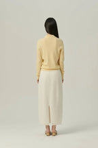 Women’s Soft Yellow Button-Down Knit Cardigan Shirt