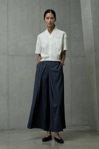 Women’s Elegant Navy Blue Wide-Leg Trousers