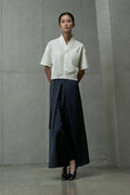 Women’s Elegant Navy Blue Wide-Leg Trousers