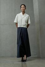 Women’s Elegant Navy Blue Wide-Leg Trousers