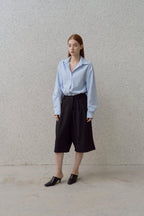 Women’s Light Blue Striped Button-Down Casual Shirt