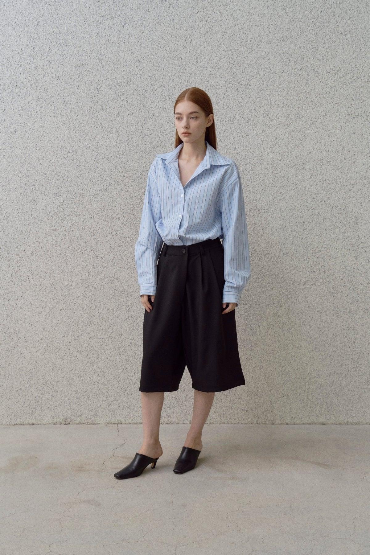 Women’s Light Blue Striped Button-Down Casual Shirt