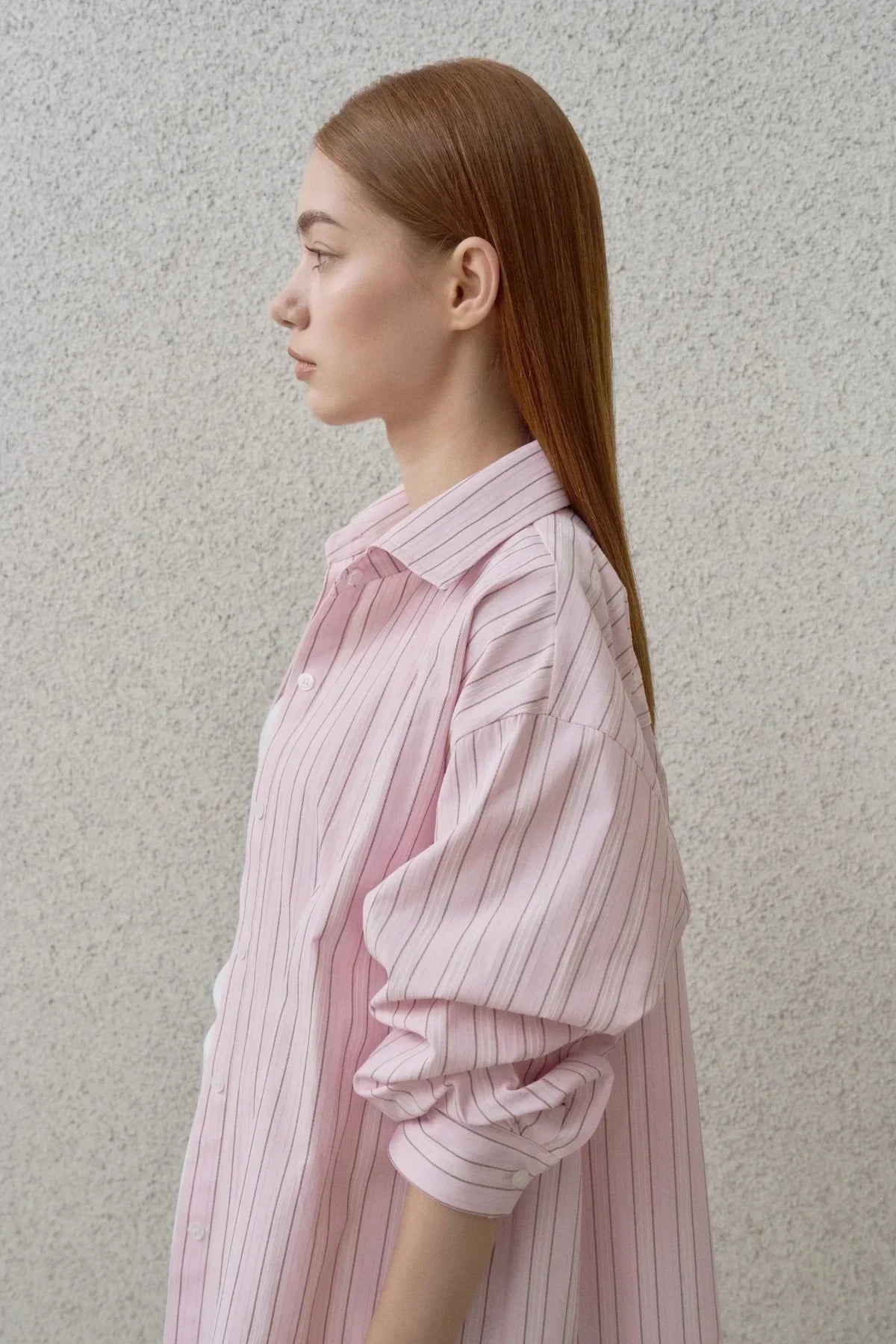 Women’s Light Pink Striped Button-Down Casual Shirt