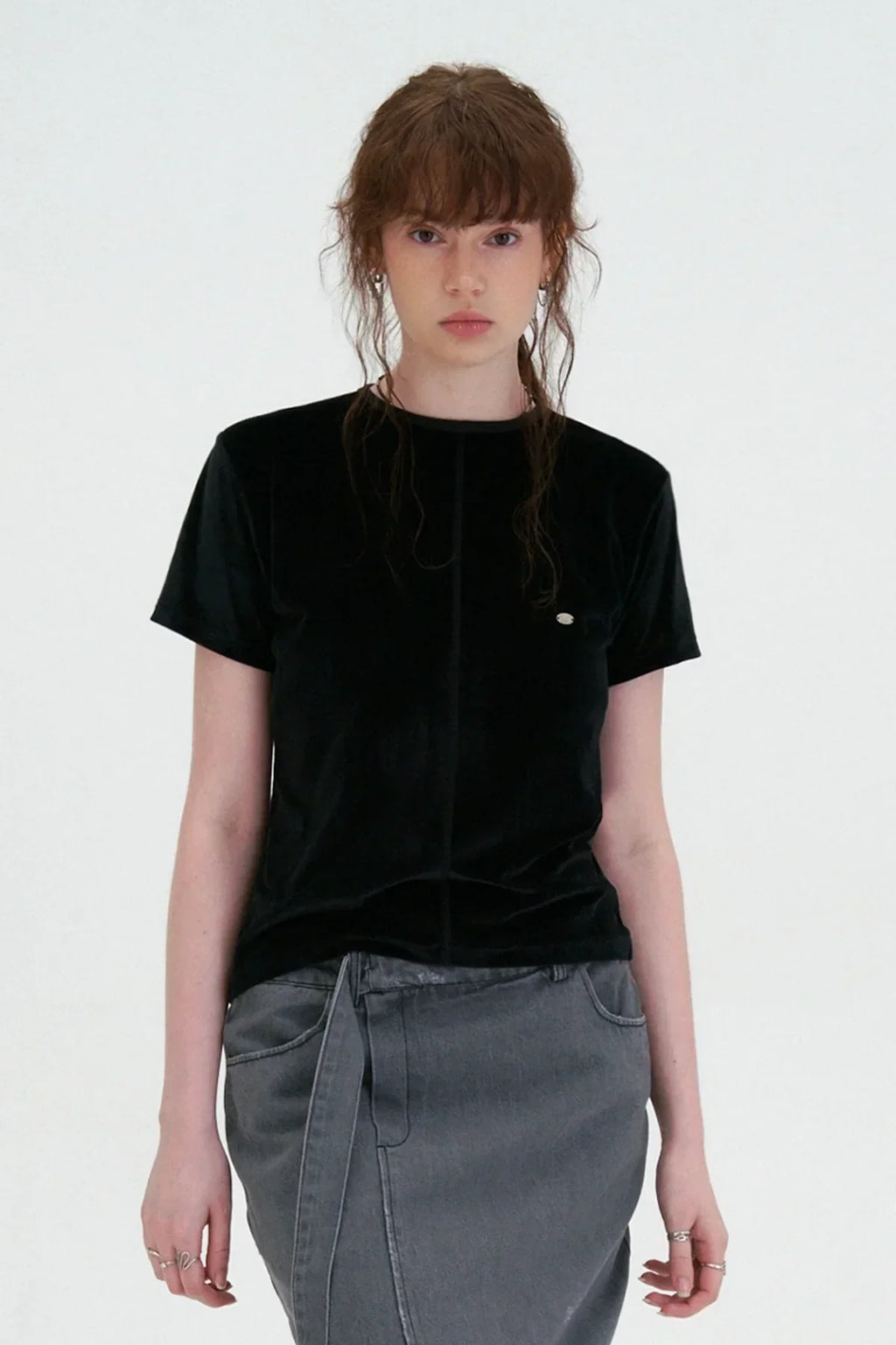 Women’s Black Velvet Short Sleeve T-Shirt