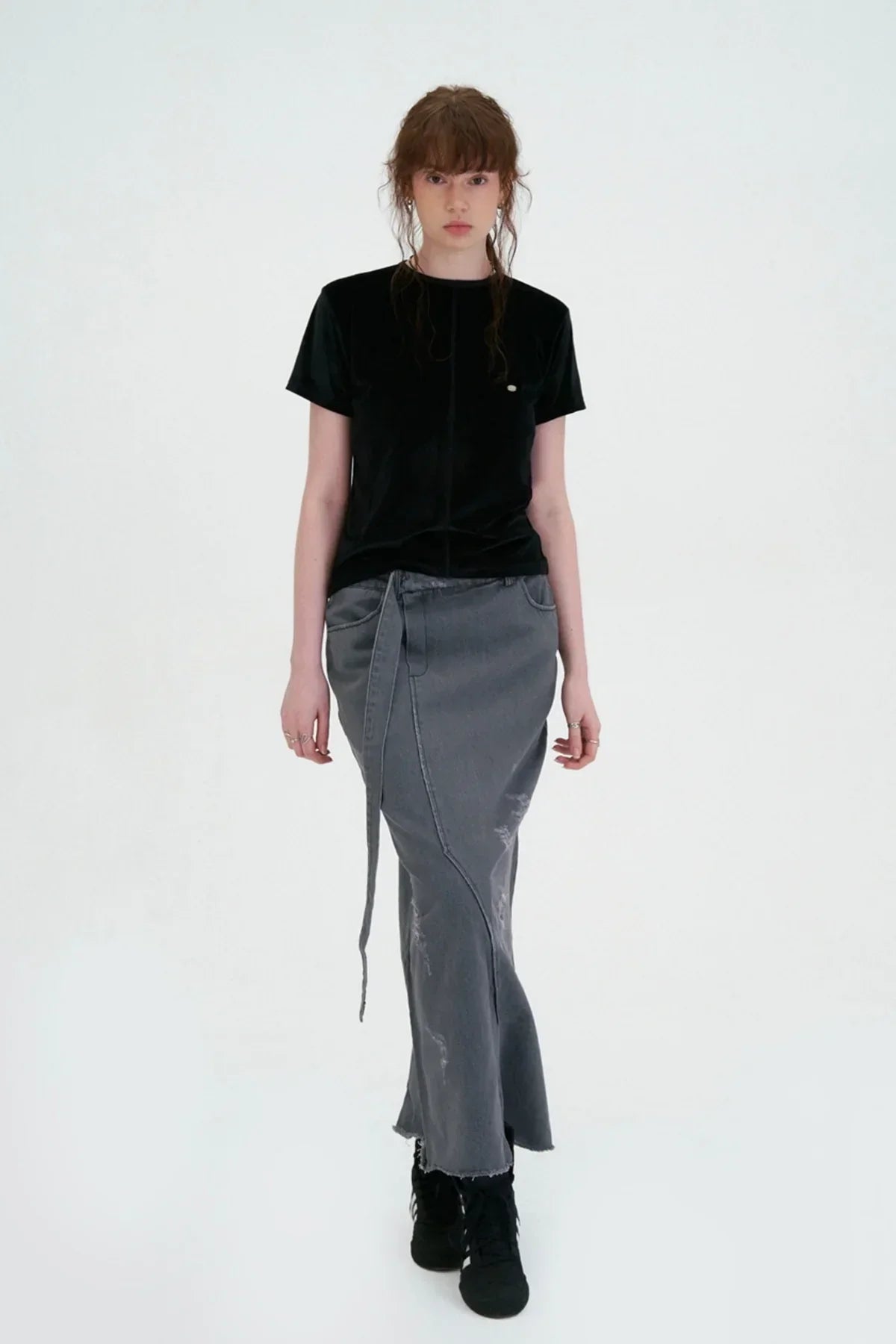 Women’s Black Velvet Short Sleeve T-Shirt