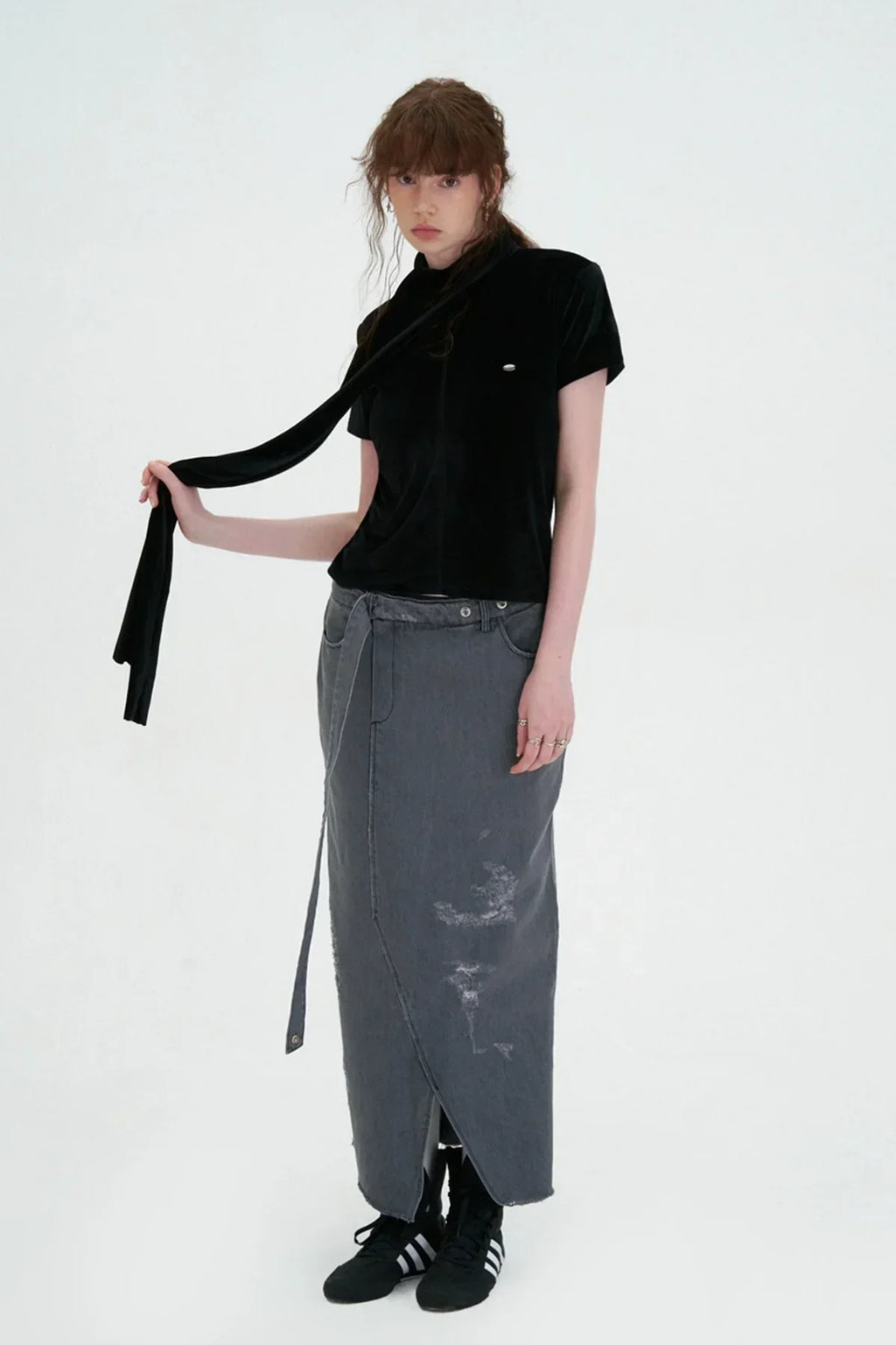 Women’s Black Velvet Short Sleeve T-Shirt