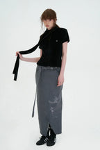 Women’s Black Velvet Short Sleeve T-Shirt