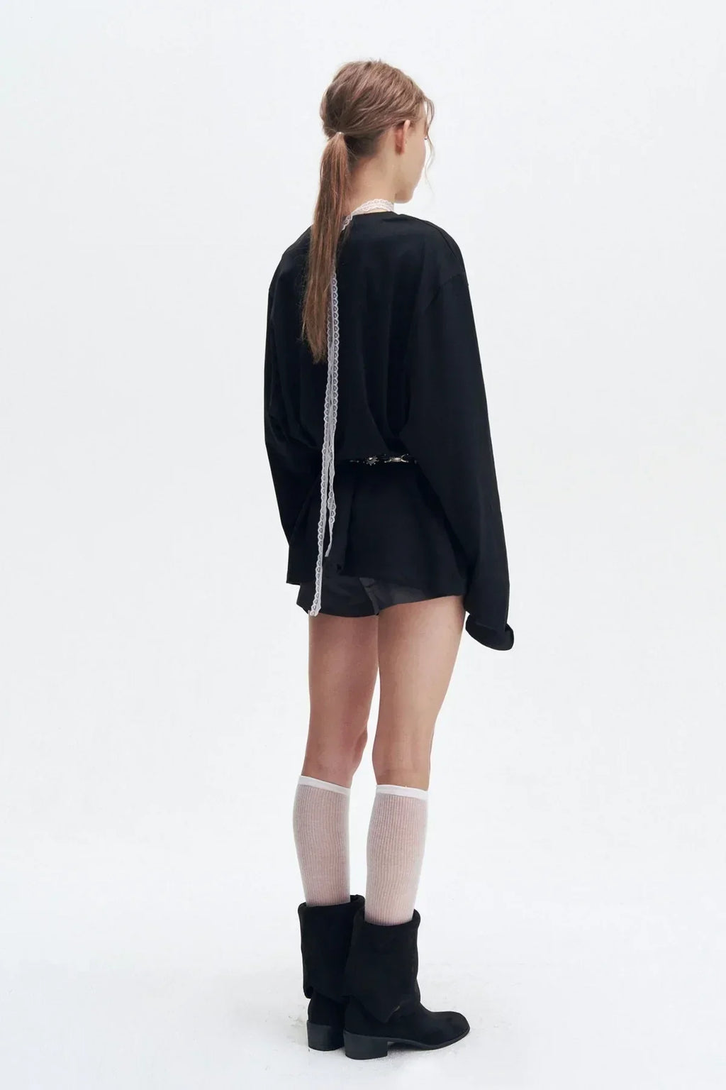 Women’s Black Oversized Long Sleeve Graphic T-Shirt