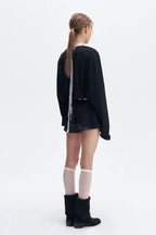 Women’s Black Oversized Long Sleeve Graphic T-Shirt