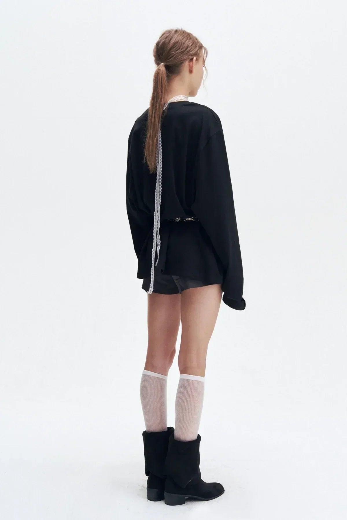 Women’s Black Oversized Long Sleeve Graphic T-Shirt