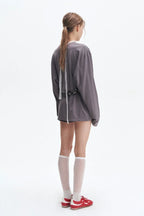 Women’s Grey Oversized Long Sleeve Graphic T-Shirt