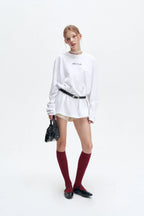 Women’s White Oversized Long Sleeve Graphic T-Shirt